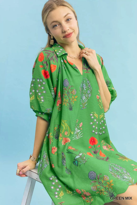 Floral Encyclopedia Print Mini Dress - alternate view 5