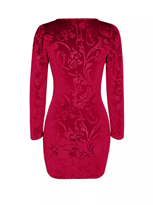 Velvet Floral Bodycon Mini Dress - alternate view 6