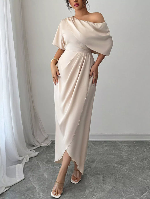 One-Shoulder Satin Maxi Dress - alternate view 2