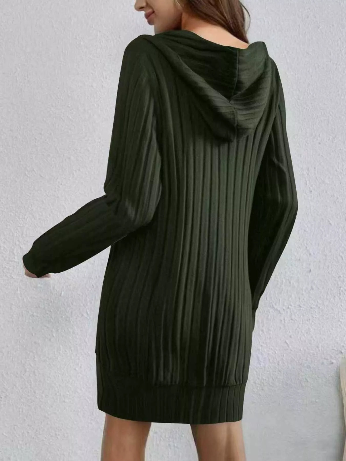 Ribbed Knit Hoodie Dress - alternate view 2