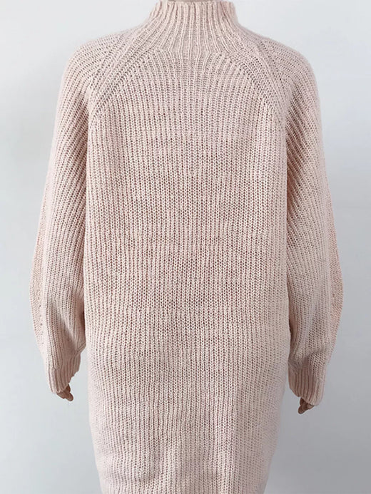 Mock Neck Dropped Shoulder Sweater Dress - alternate view 3