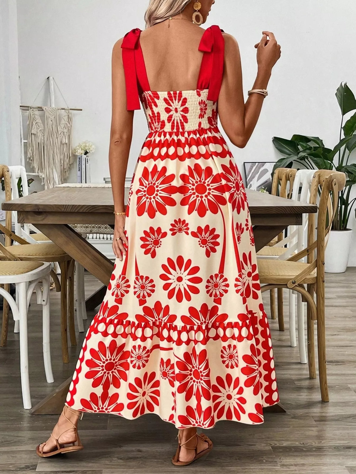 Floral Print Tie-Shoulder Midi Dress - alternate view 2