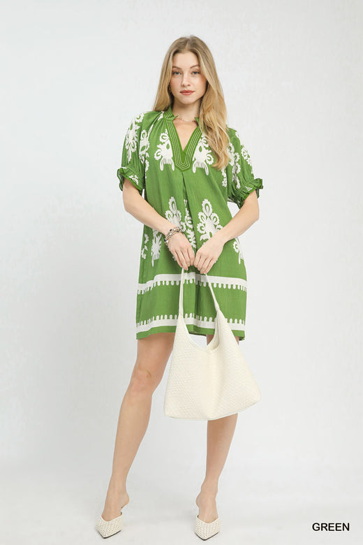 Two Tone Border Print Mini Dress - alternate view 5