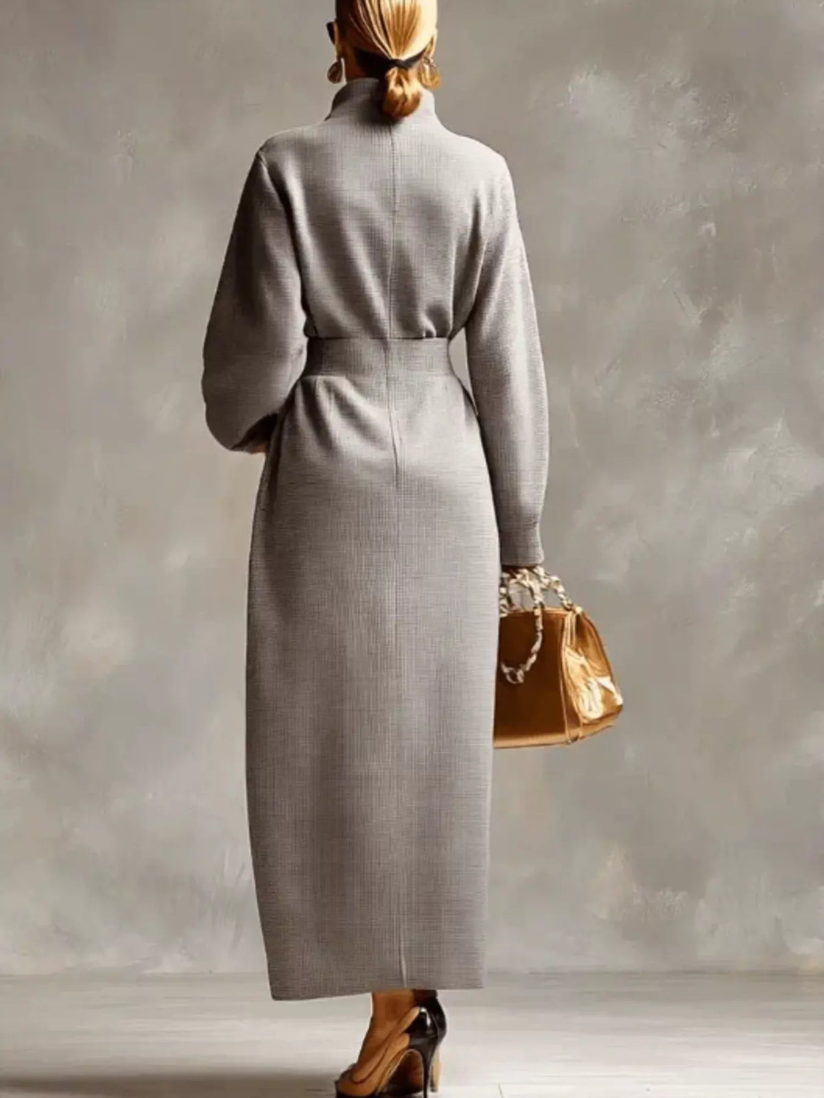 Waffle Knit Quarter-Zip Midi Dress - alternate view 4