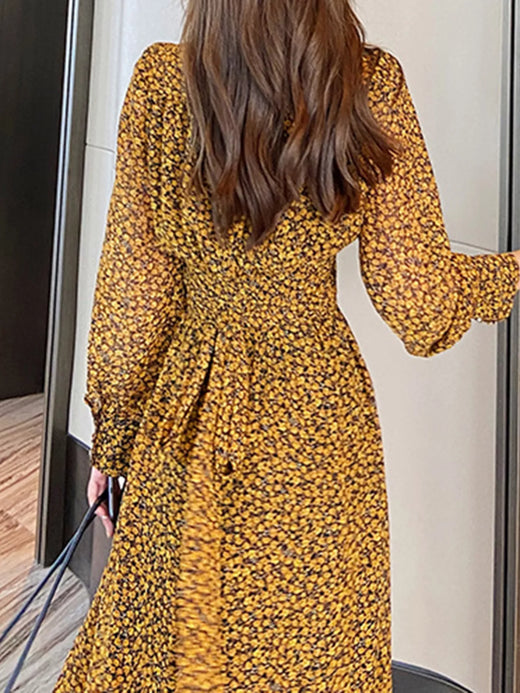 Floral Print Long Sleeve Dress - alternate view 2