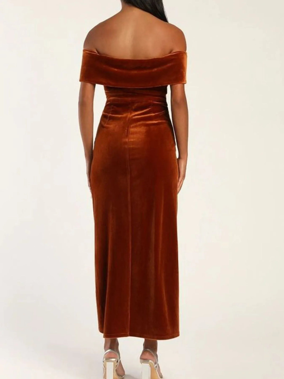 Off-Shoulder Wrap Sleeveless Midi Dress with Side Slit - alternate view 19