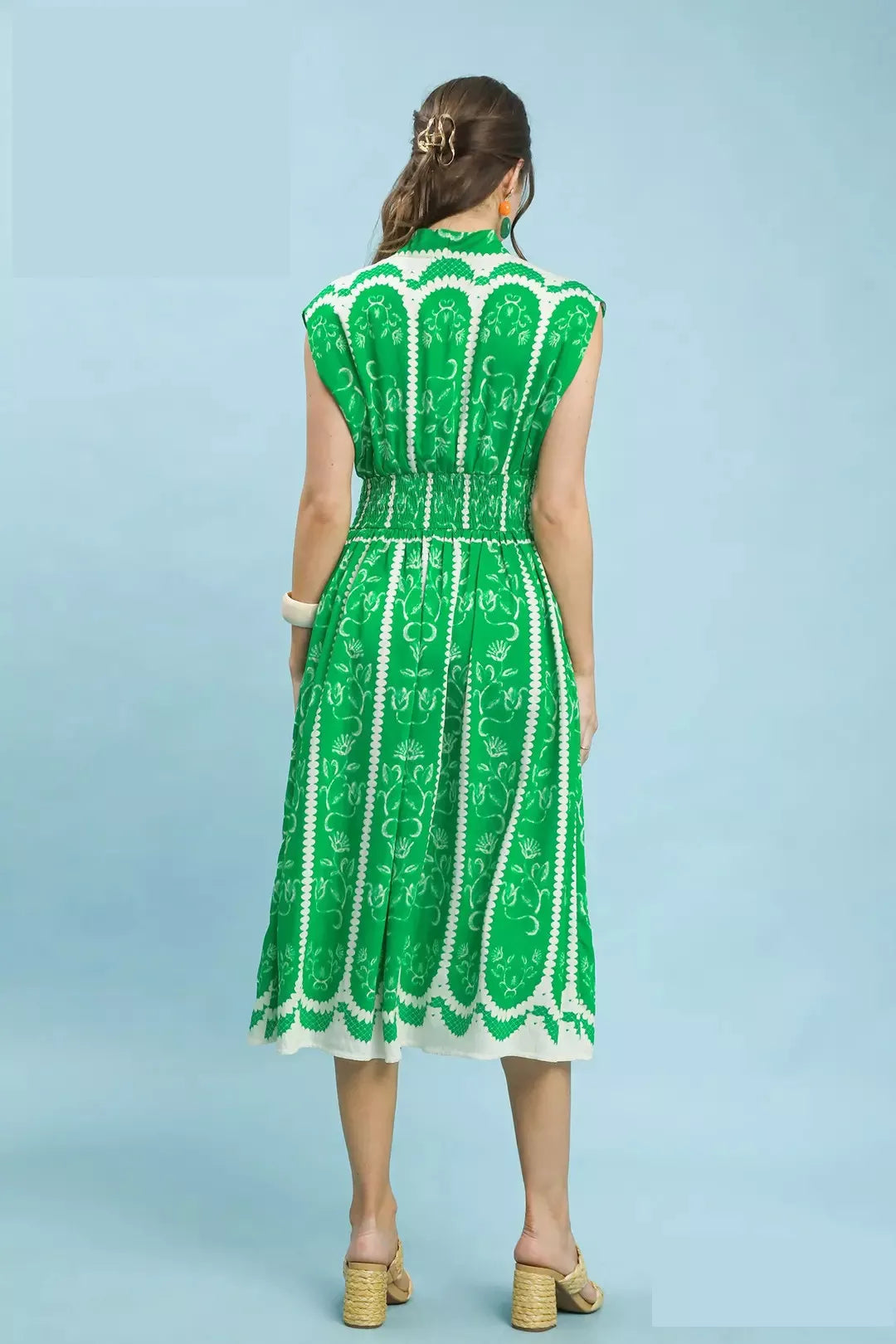 Sleeveless Smocked Midi Dress - alternate view 3