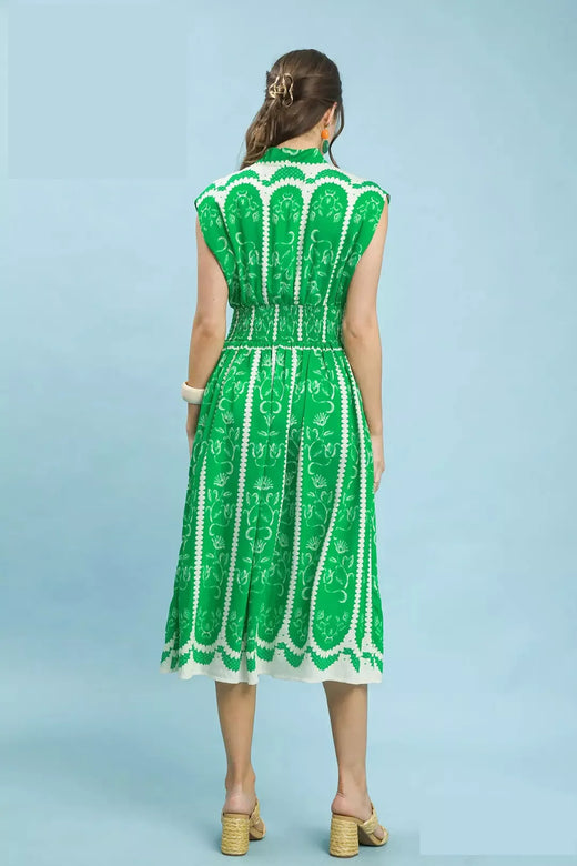 Sleeveless Smocked Midi Dress - alternate view 3