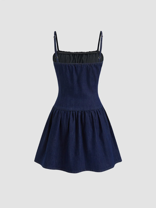 Adjustable Strap Ruched Mini Dress - alternate view 4