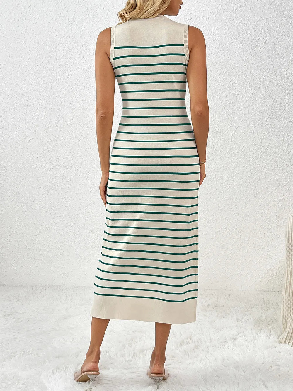 Round Neck Sleeve Midi Knit Dress - alternate view 11