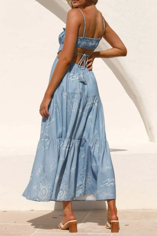 Cutout Printed Sleeveless Midi Cami Dress - alternate view 3