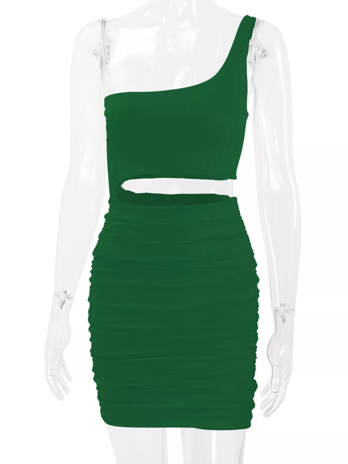One-Shoulder Cutout Ruched Bodycon Mini Dress - alternate view 43