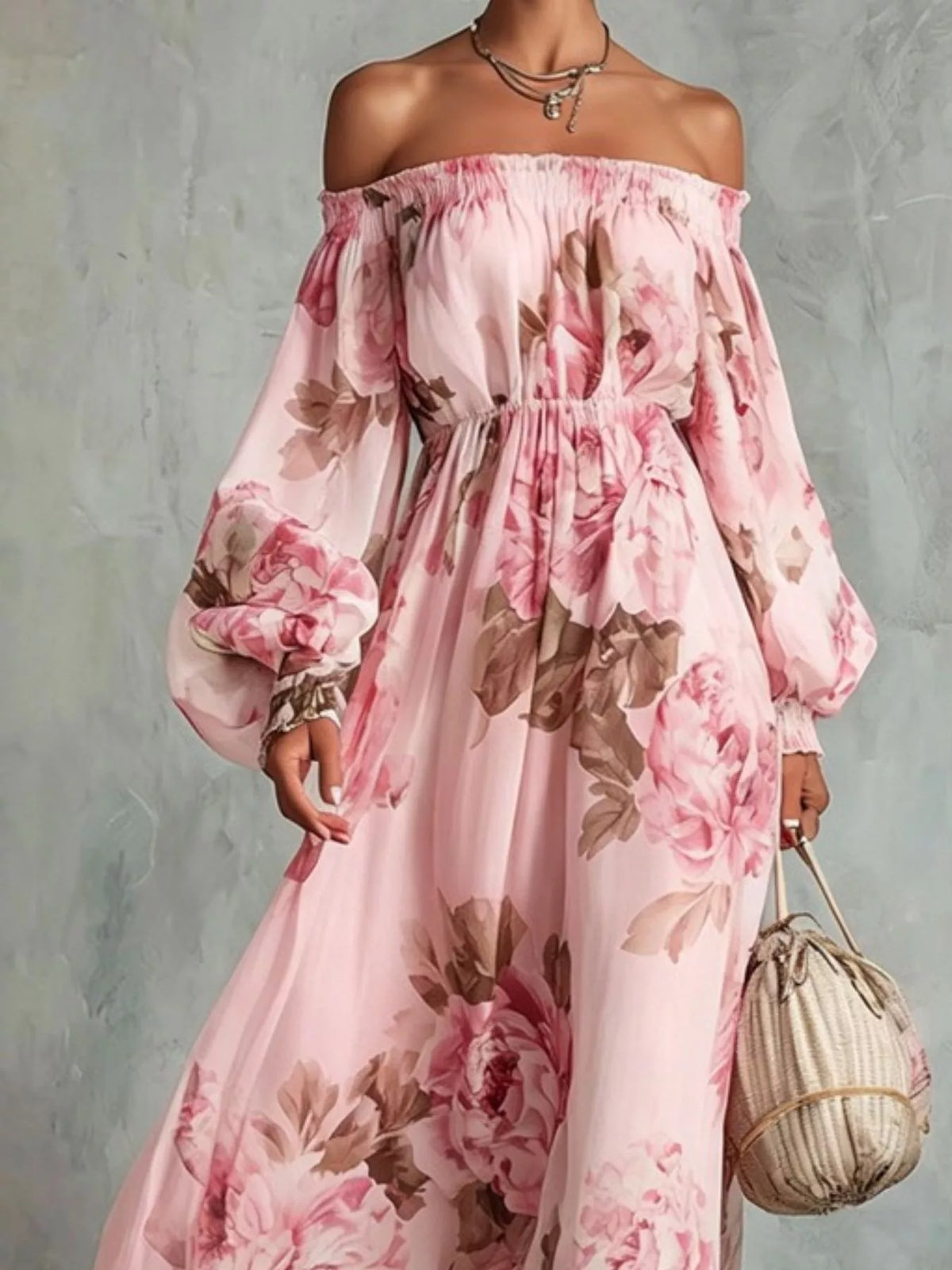 Floral Off Shoulder Maxi Dress - alternate view 8