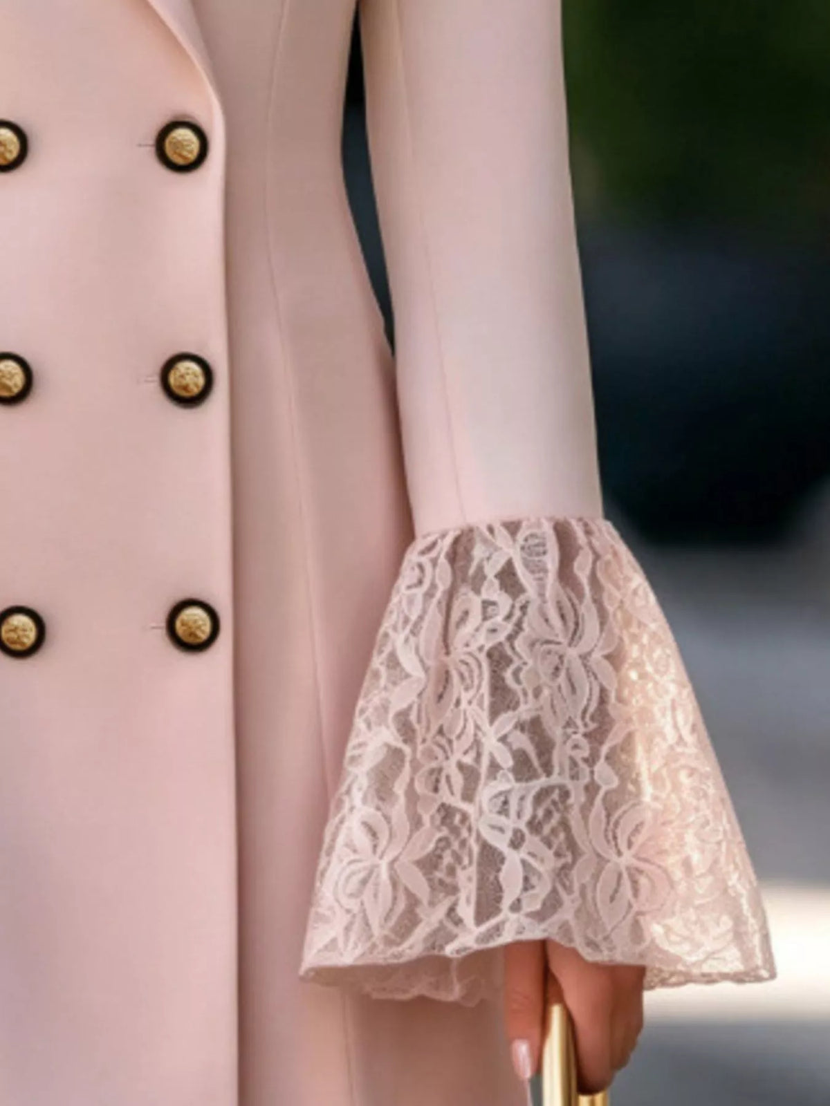 Double-Breasted Blazer Dress with Lace Flare Cuffs - alternate view 12