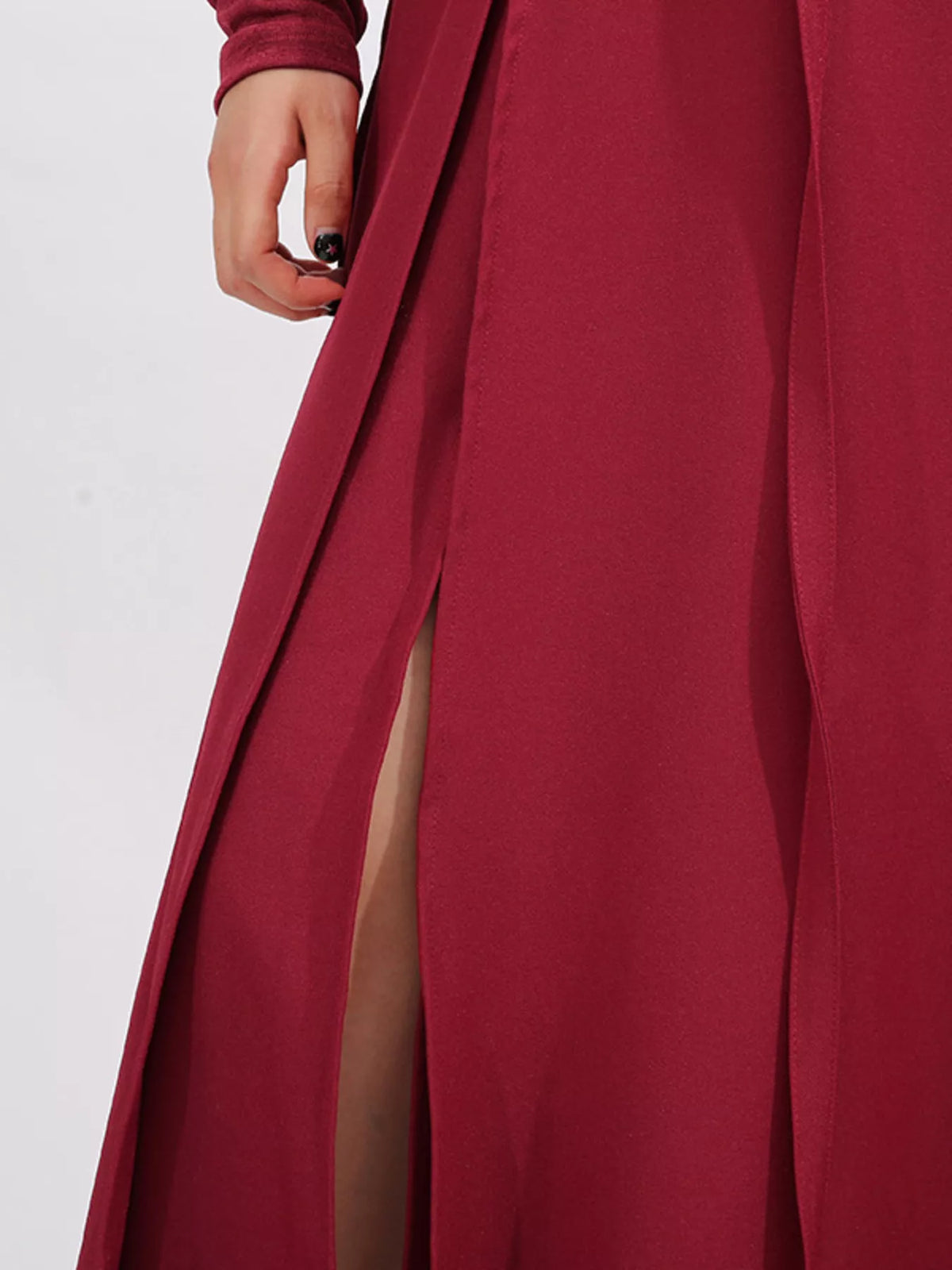 Slit Spaghetti Strap Long Sleeve Dress - alternate view 9