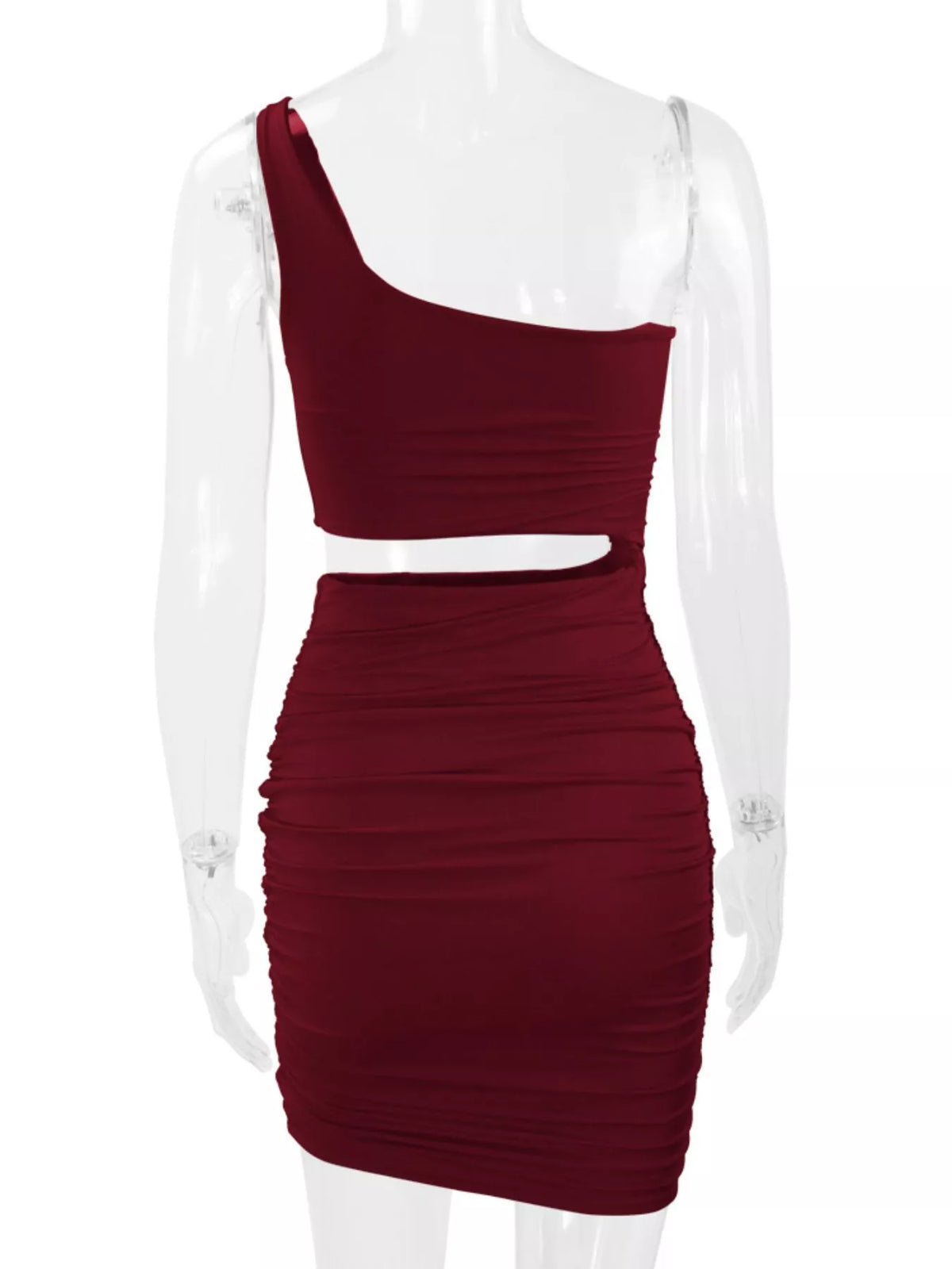 One-Shoulder Cutout Ruched Bodycon Mini Dress - alternate view 35