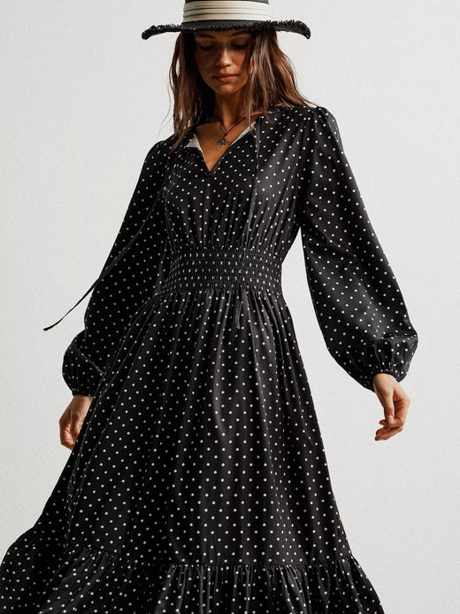 Polka Dot Long Sleeve Maxi Dress - alternate view 5