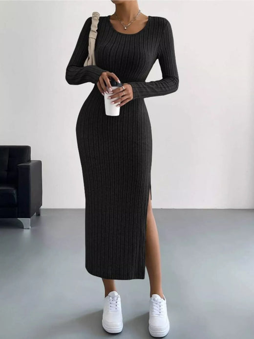 Full Size Ribbed Knit Bodycon Midi Dress Plus Size - alternate view 2