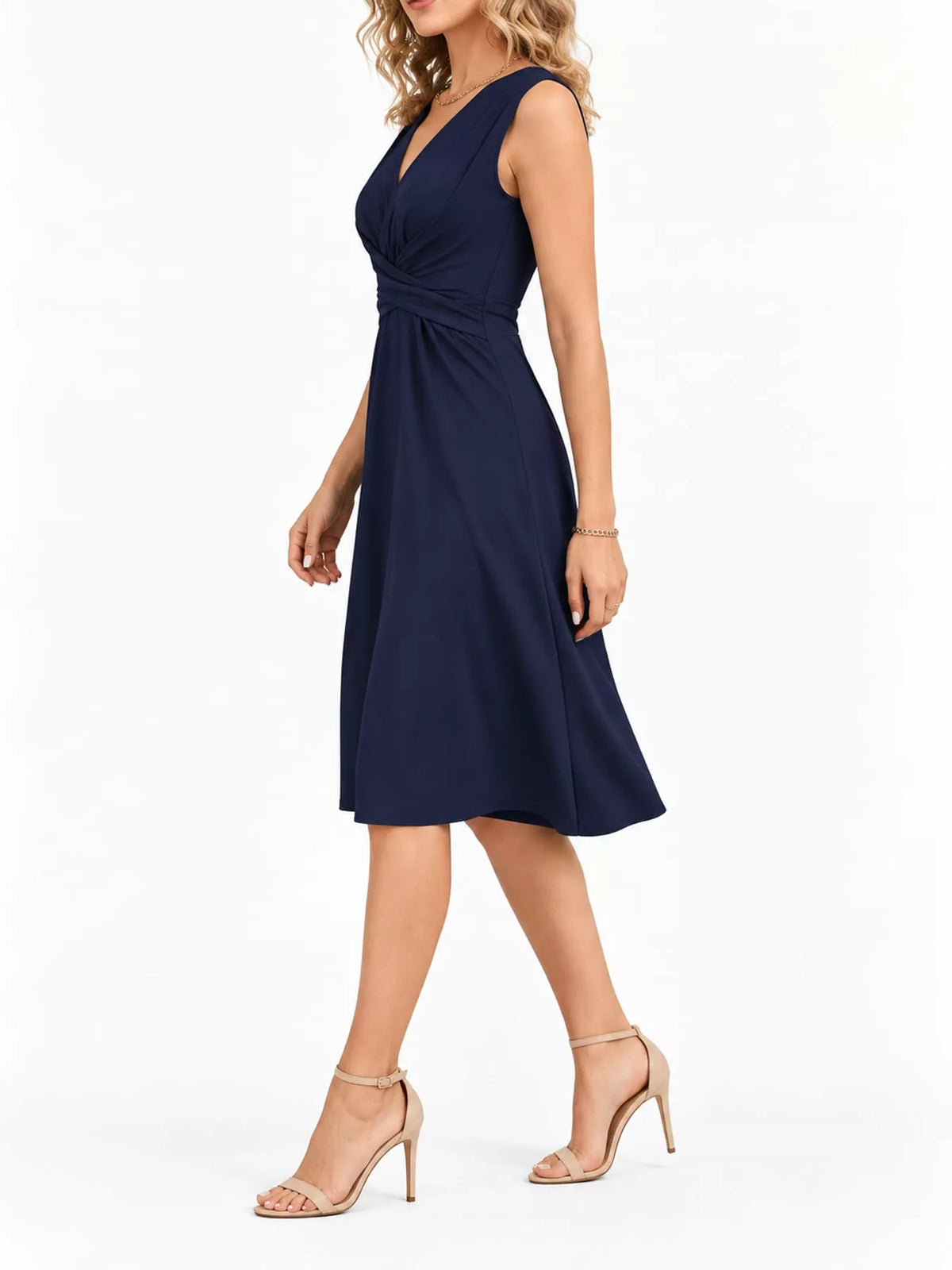 Full Size Ruched Front Midi Dress Plus Size - alternate view 53