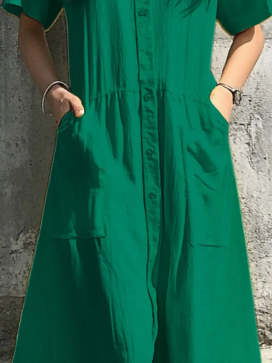 Button Front Short Sleeve Midi Dress - alternate view 11