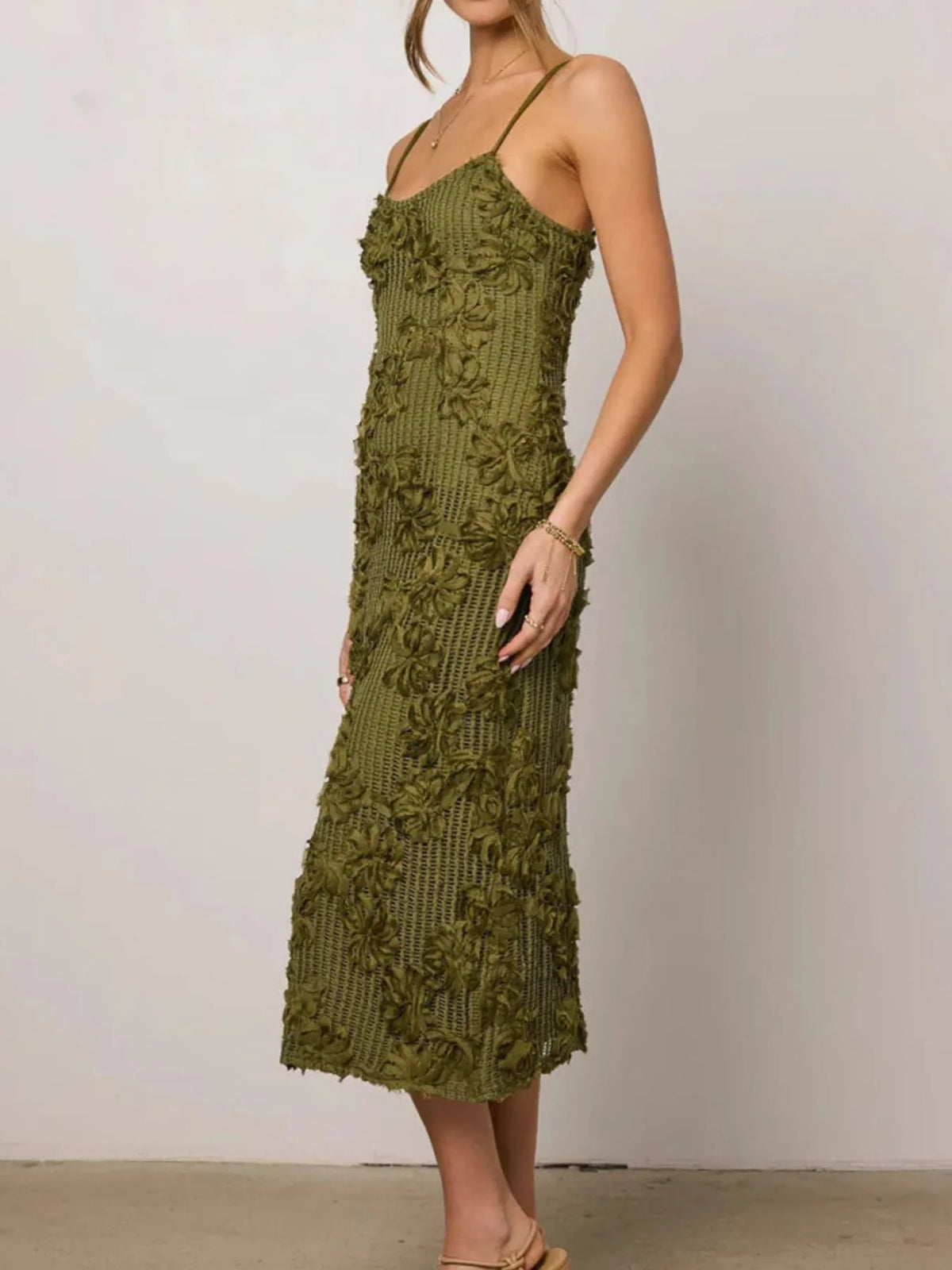 Flower Textured Midi Cami Dress - alternate view 4