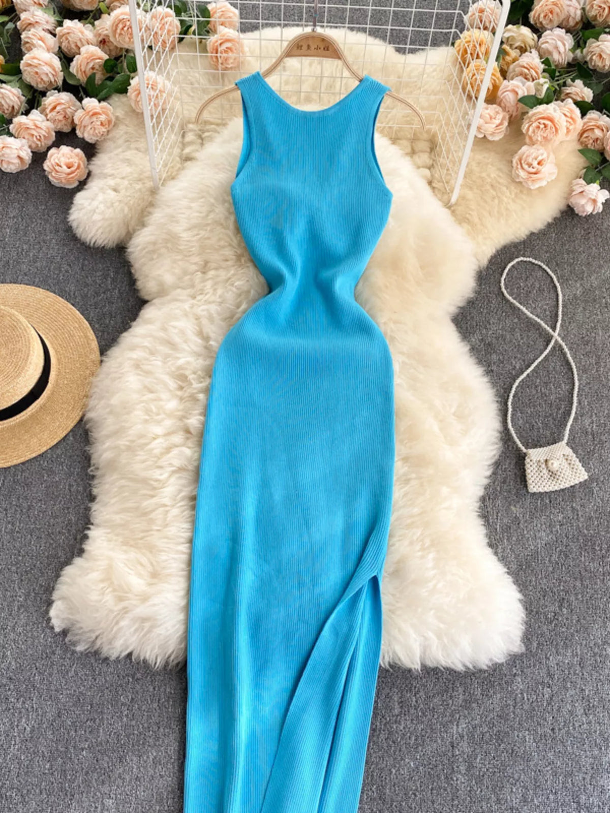Knot Back Sleeveless Knit Bodycon Midi Dres - alternate view 2