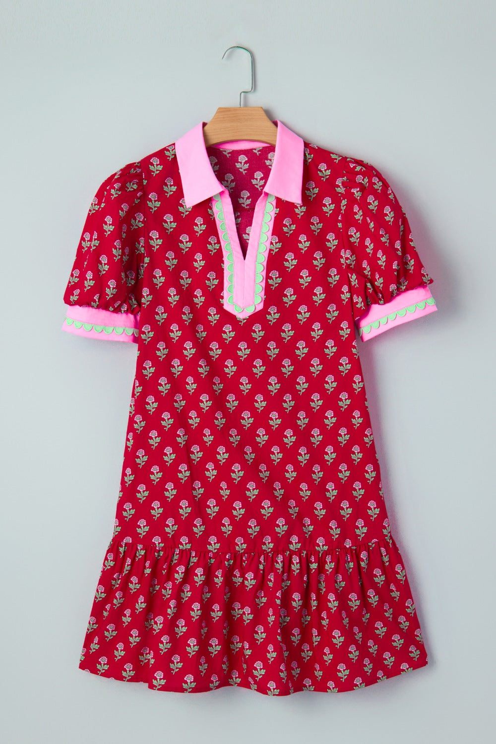 Floral Print Ruffle Hem Mini Dress - alternate view 10