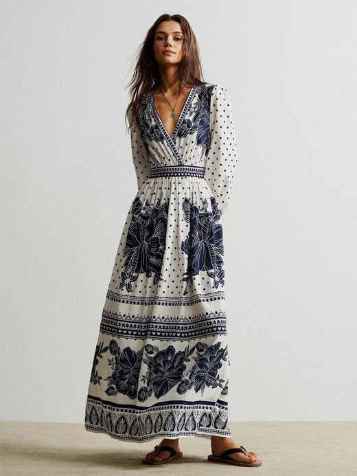 Floral Print Long Sleeve Maxi Dress - alternate view 5