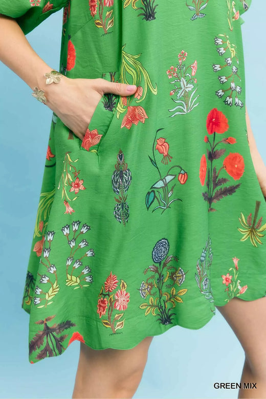 Floral Encyclopedia Print Mini Dress - alternate view 6