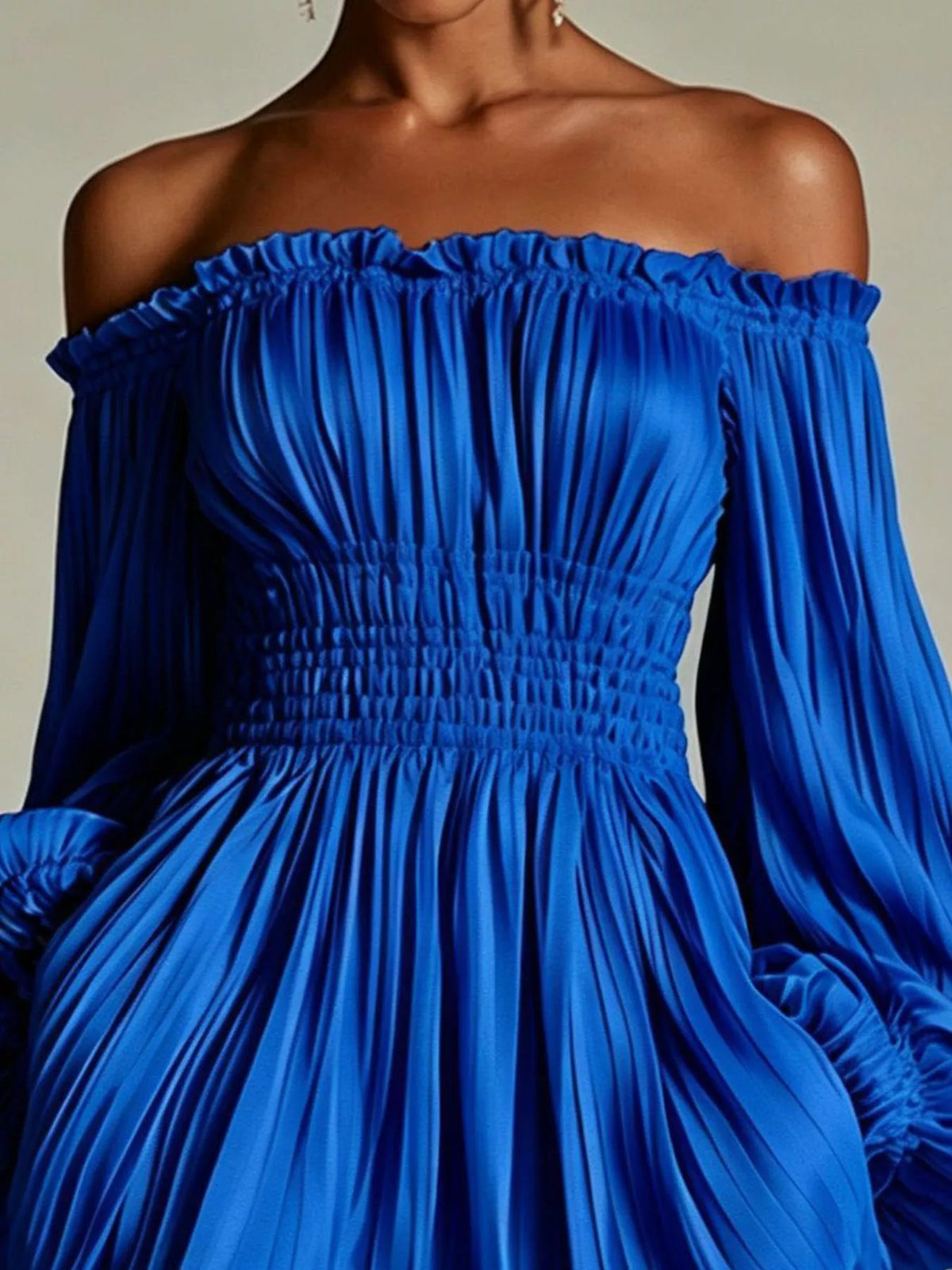 Off-Shoulder Pleated Mini Dress - alternate view 11