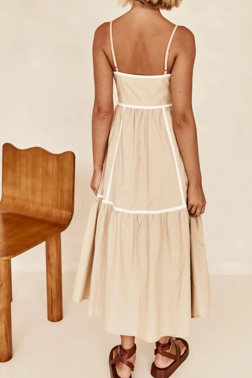 Contrast Trim Square Neck Midi Cami Dress - alternate view 6