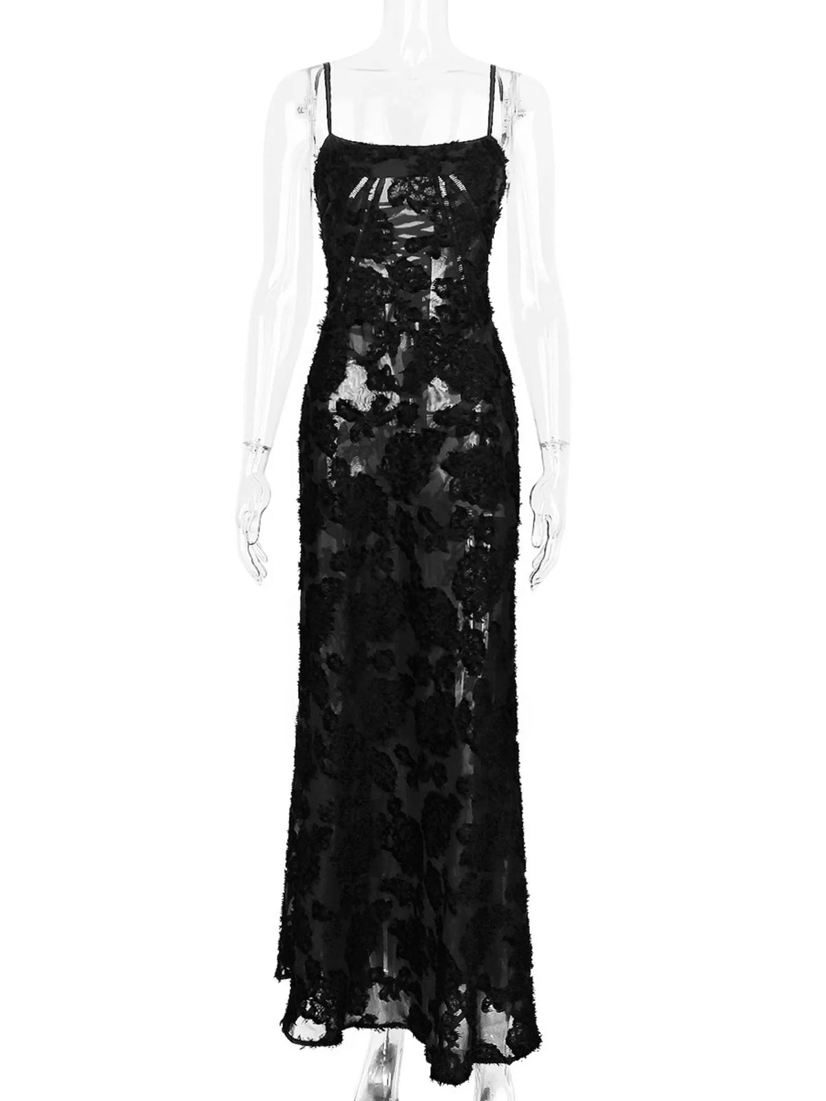 Lace Spaghetti Strap Maxi Dress - alternate view 11
