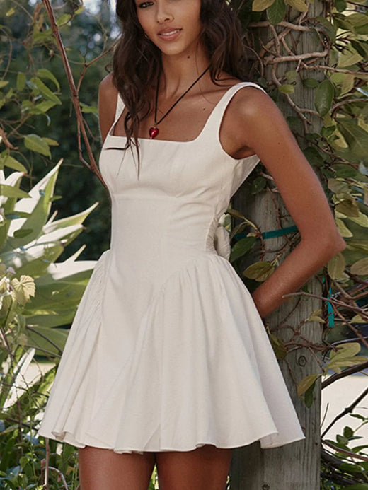 Backless Square Neck Mini Dress