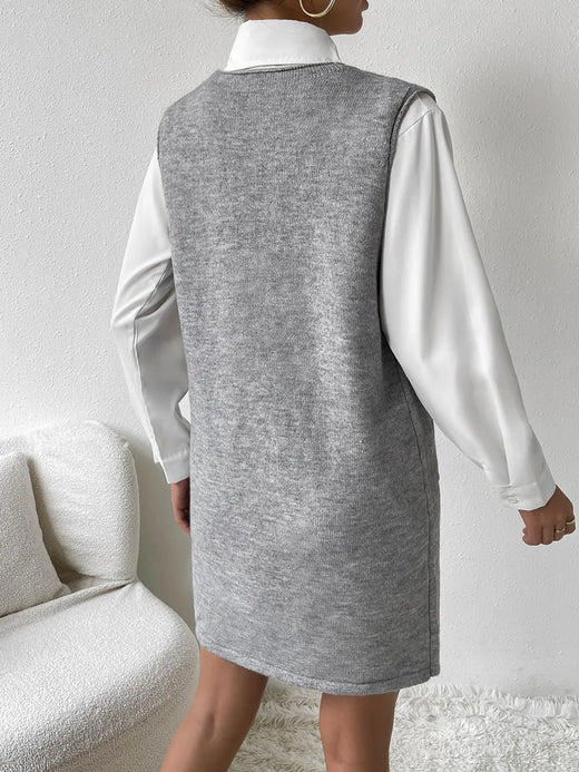 V-Neck Sleeveless Sweater Dress with Pockets - alternate view 5