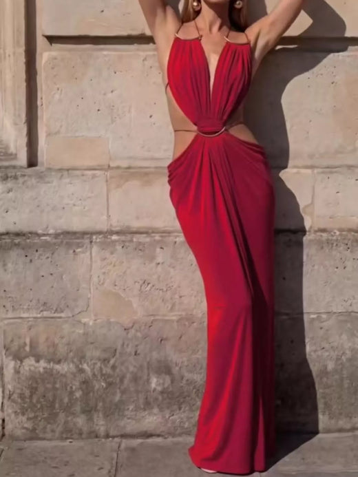 Backless Plunge Cut-Out Maxi Dress - alternate view 5