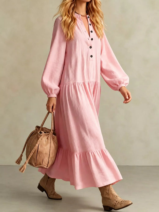 Button Front Tiered Maxi Dress - alternate view 6