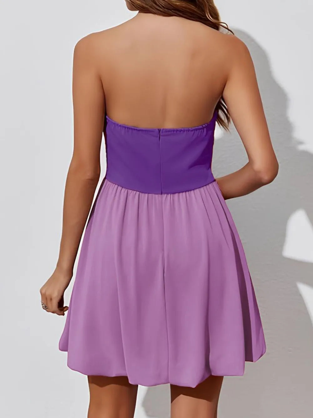 Ruched Two-Tone Tube Mini Dress - alternate view 3