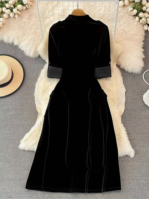 Velvet Button-Down Midi Dress - alternate view 2