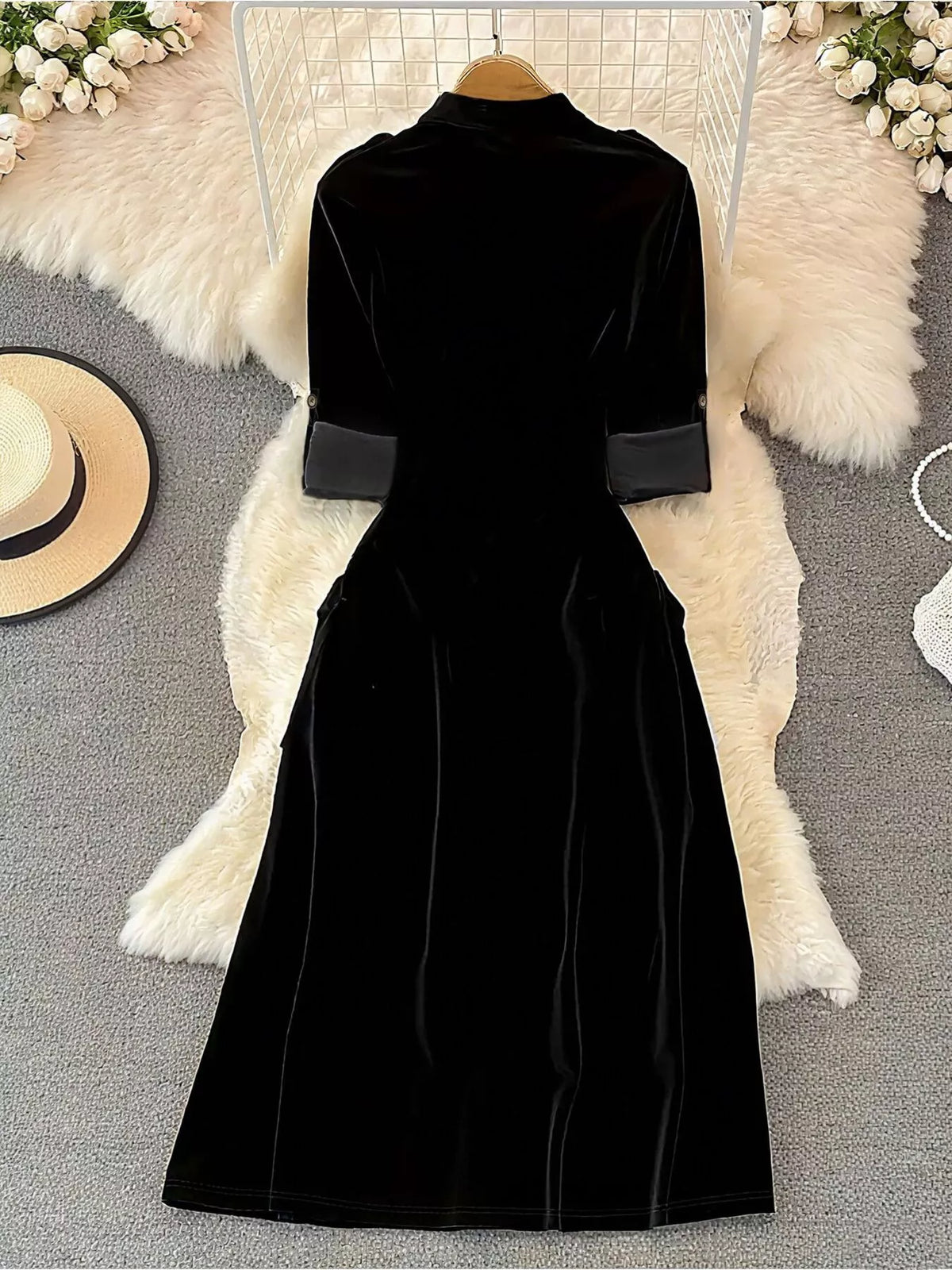 Velvet Button-Down Midi Dress - alternate view 2