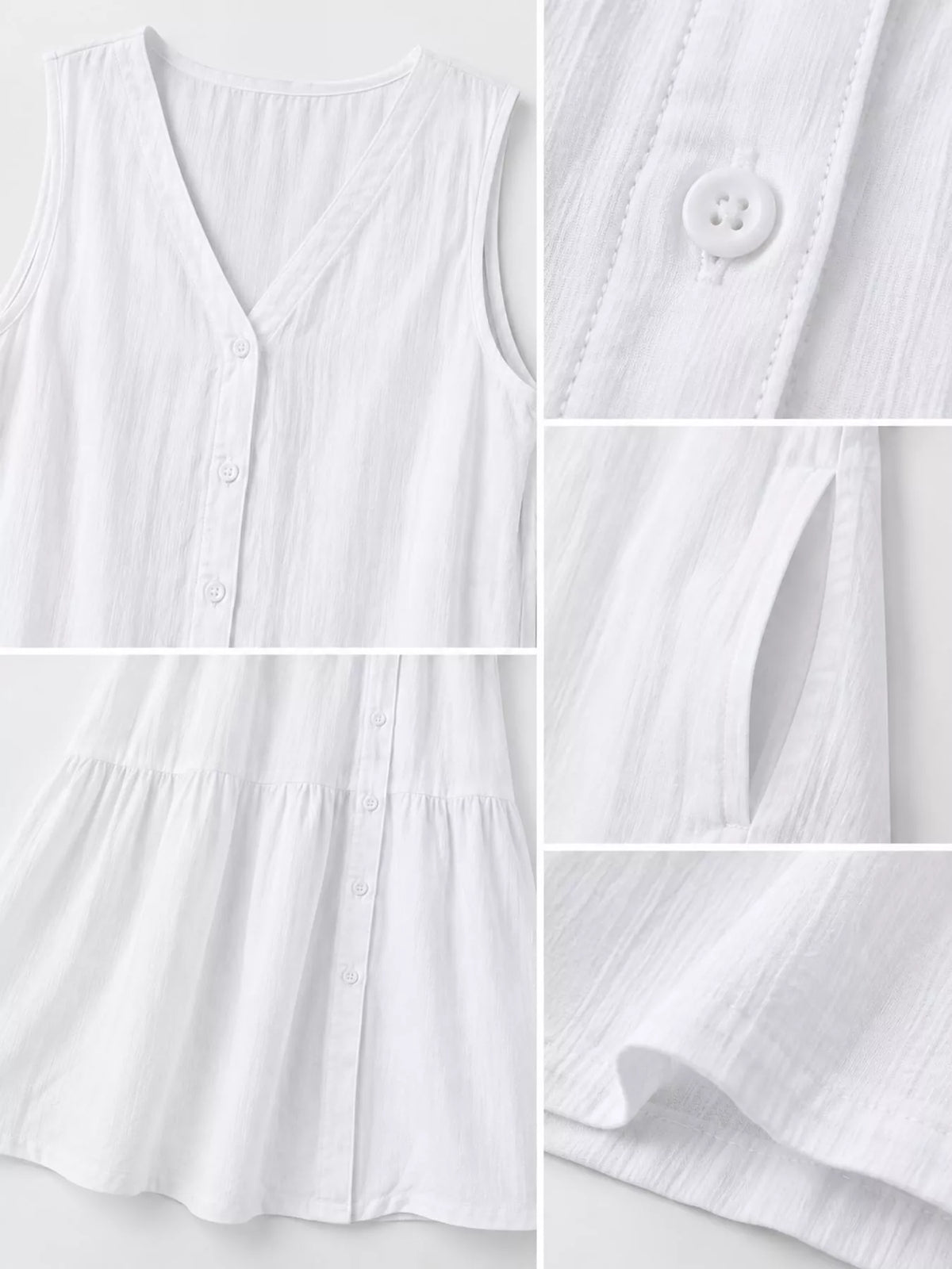 Full Size V-Neck Button Front Sleeveless Midi Dress Plus Size - alternate view 5