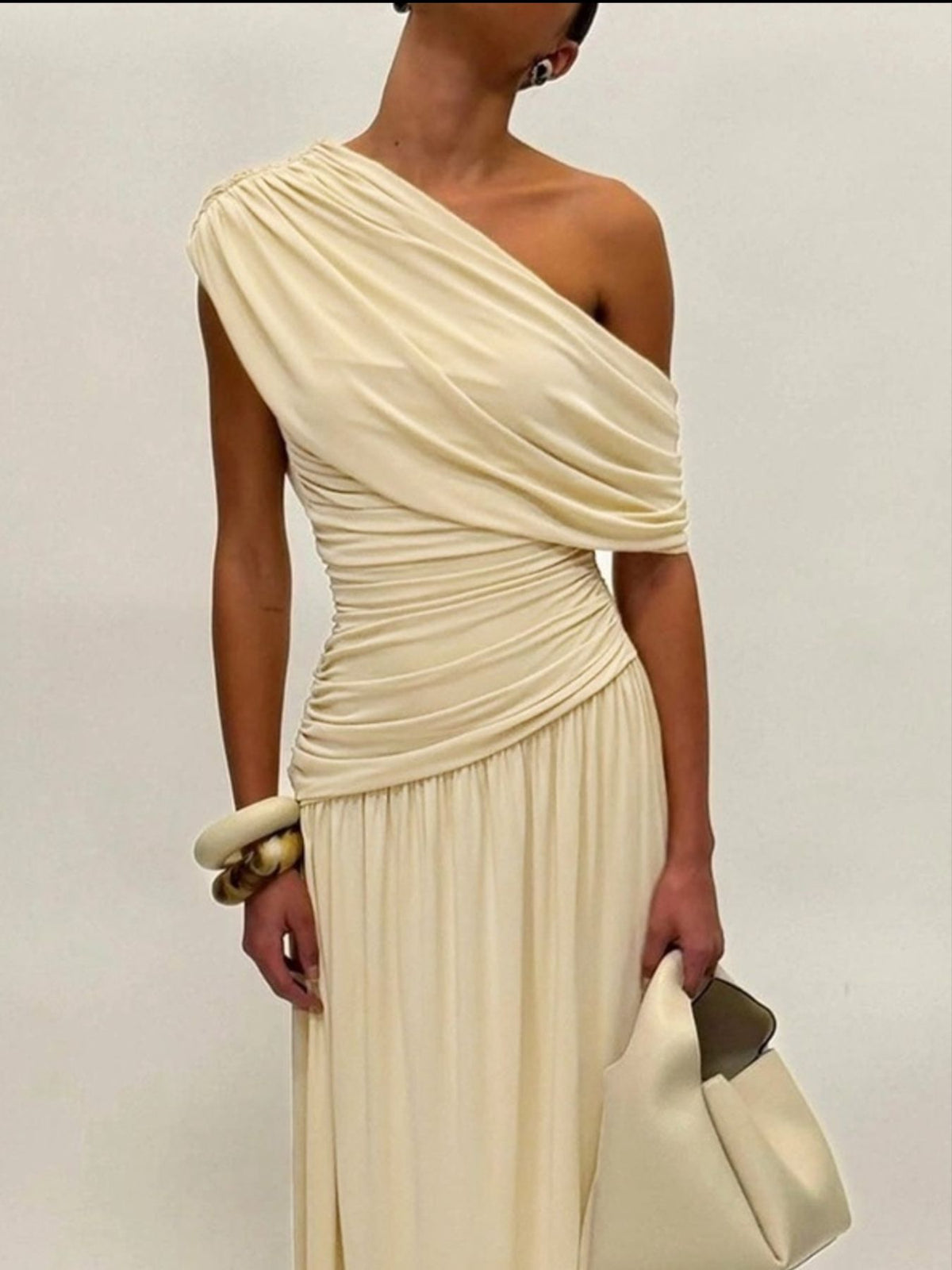 One-Shoulder Ruched Maxi Dress - alternate view 4