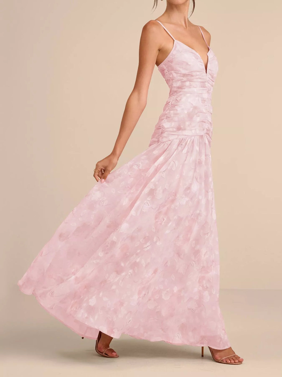 Ruched Spaghetti Strap Maxi Dress - alternate view 7