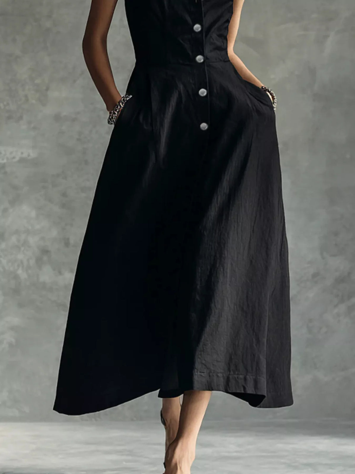 Sleeveless Button-Down Midi Shirt Dress - alternate view 4