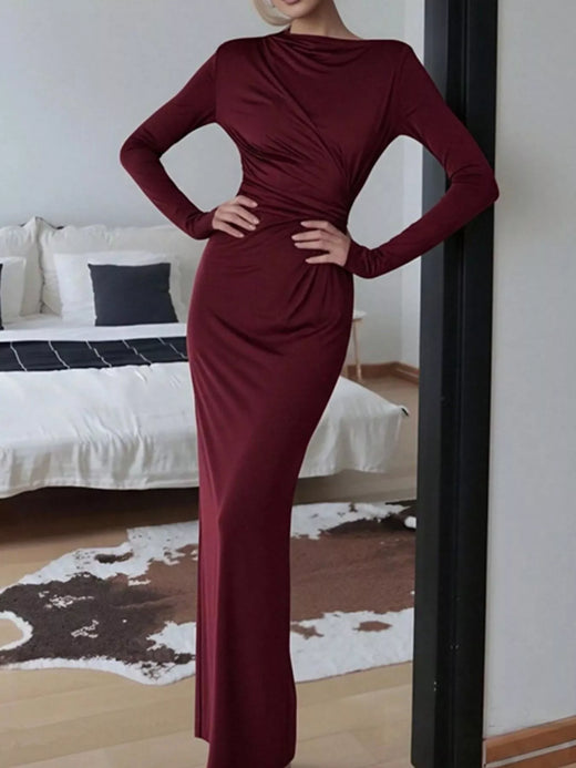 Ruched Long Sleeve Bodycon Maxi Dress - alternate view 6