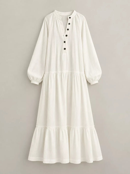 Button Front Tiered Maxi Dress - alternate view 4