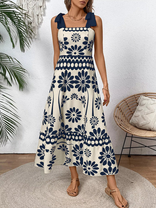 Floral Print Tie-Shoulder Midi Dress - alternate view 6