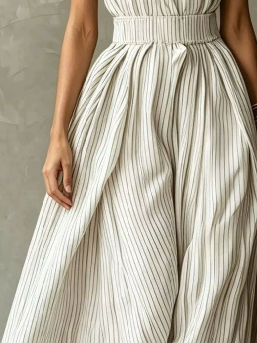 Striped Mock Neck Sleeveless Maxi Dress - alternate view 2