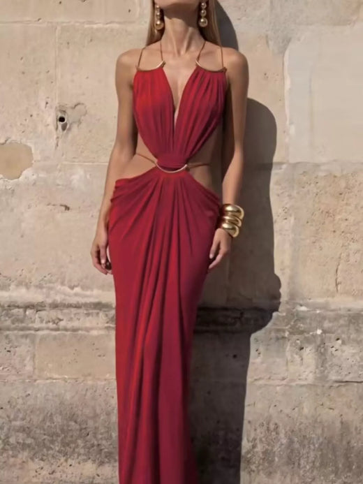 Backless Plunge Cut-Out Maxi Dress - alternate view 6