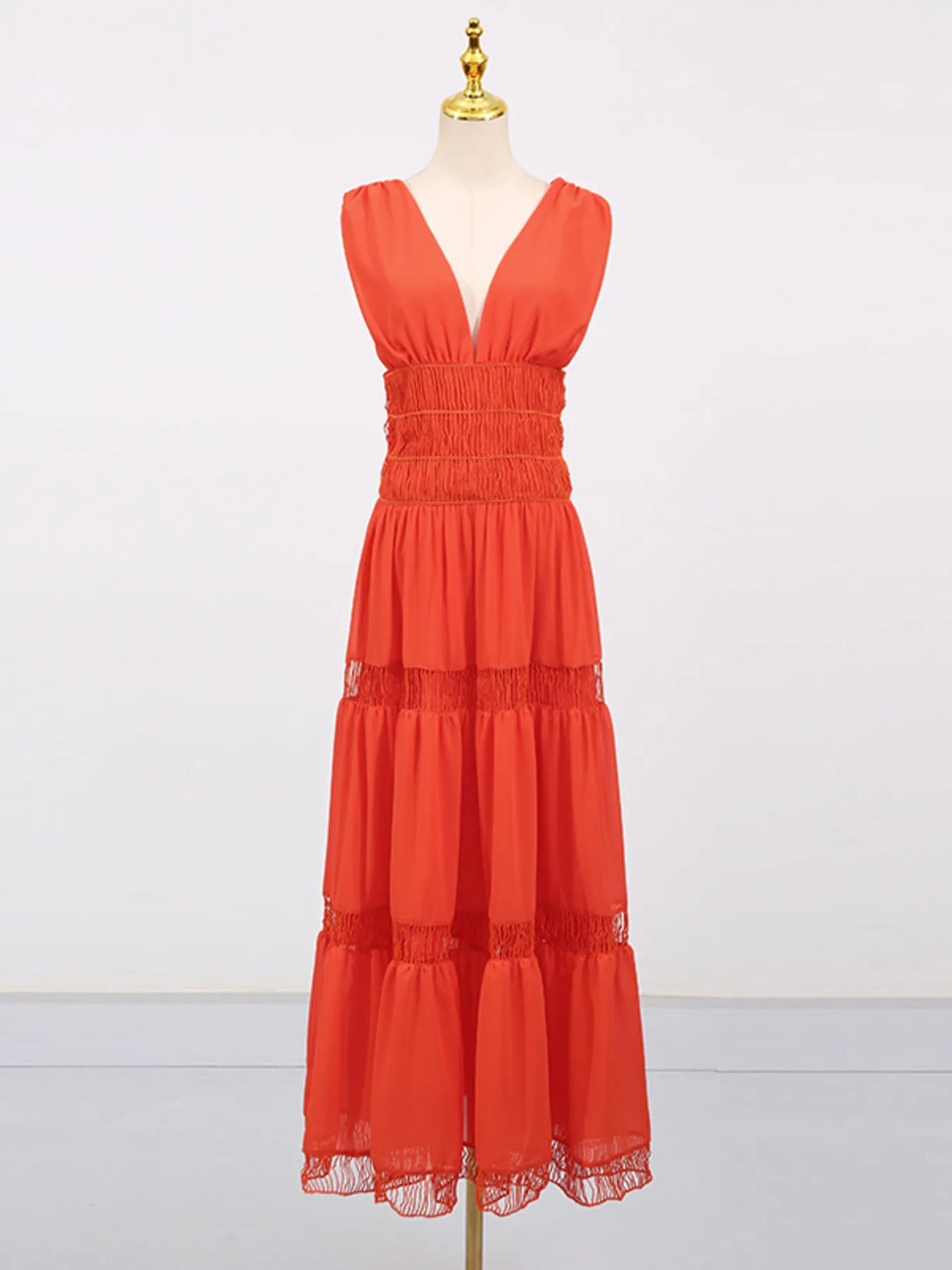 Tiered V-Neck Sleeveless Maxi Dress - alternate view 14