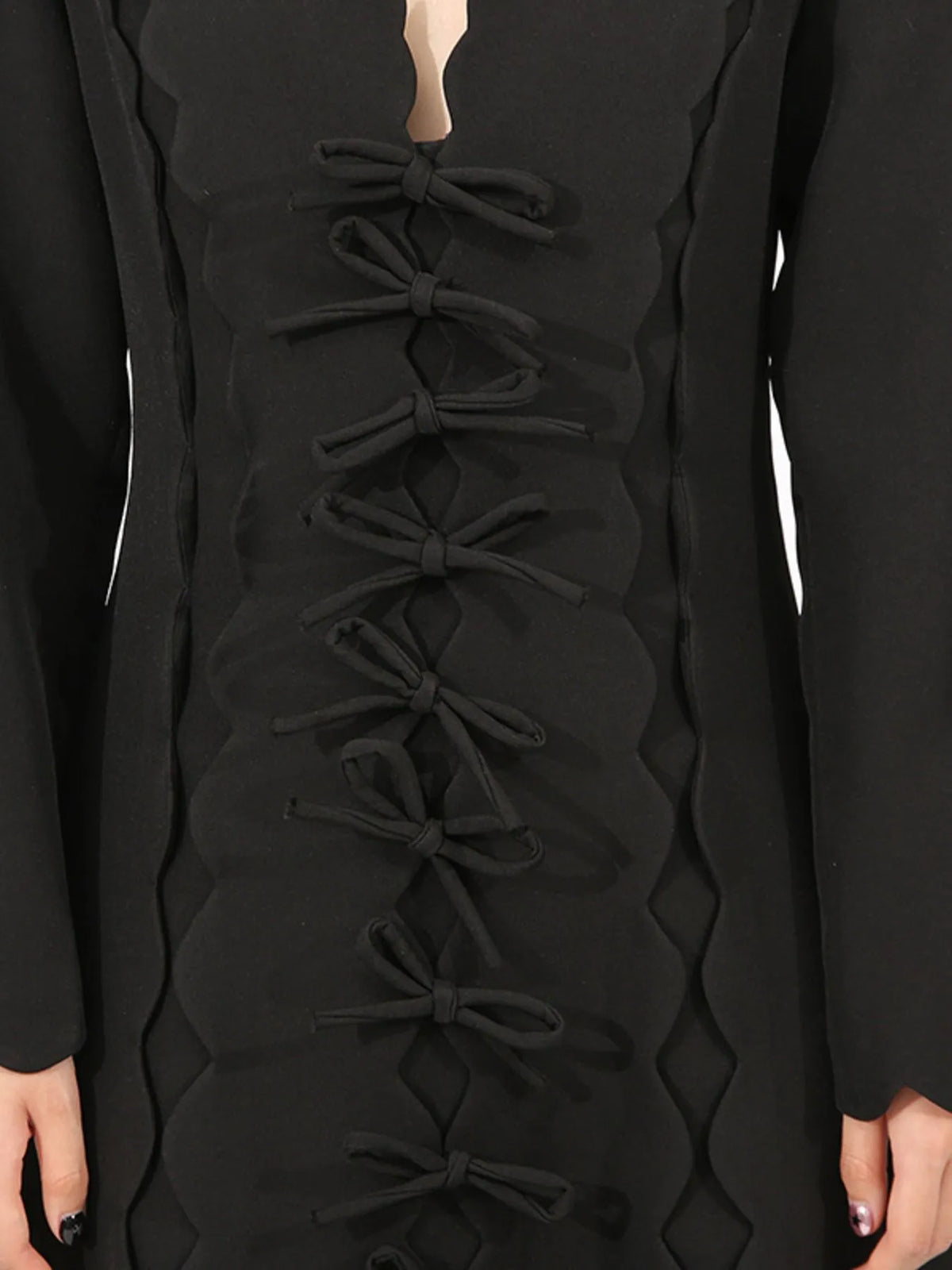Long Sleeve Bow Front Midi Dress - alternate view 5